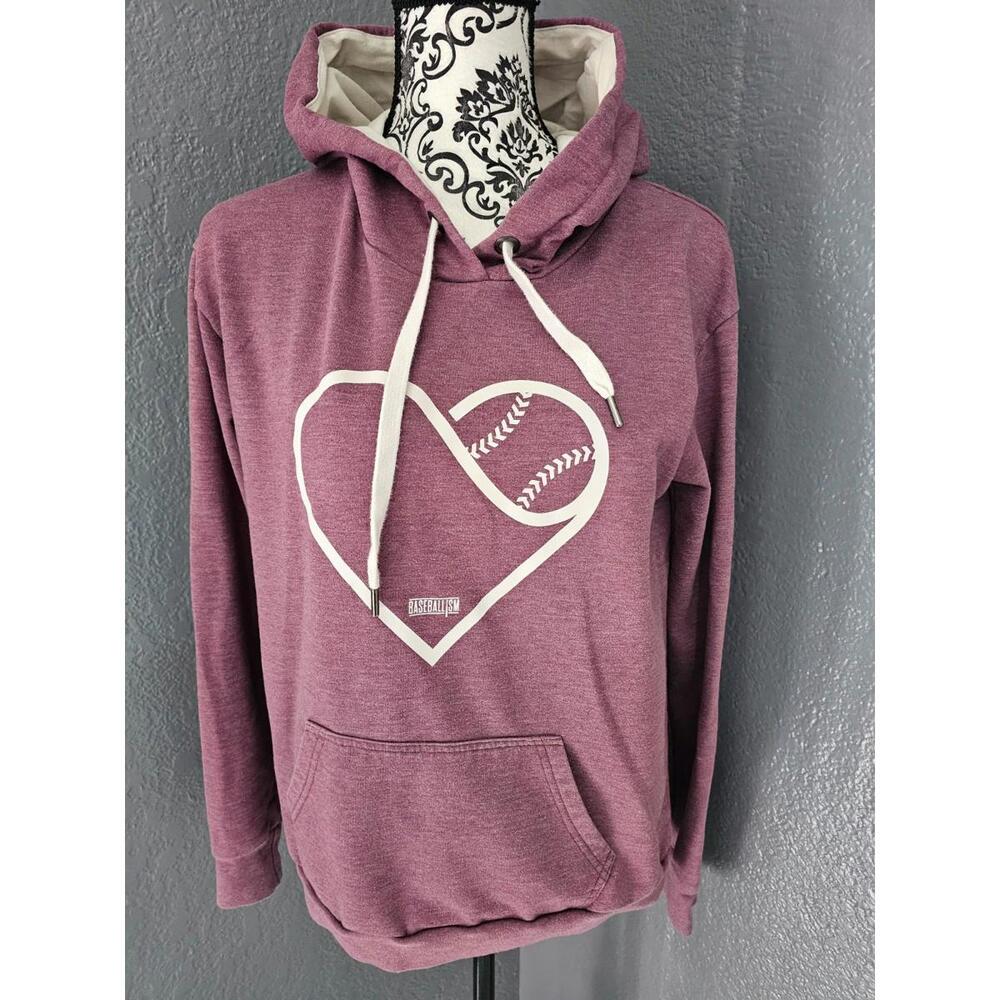Women's Baseballism Hooded Sweater Pull Over Long Sleeve Size Small Purple